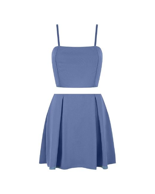Celestine & Mae Blue Electra Mini Skirt And Crop Set