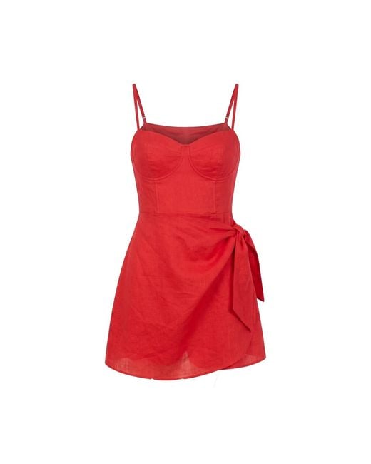 Yumi Kim Red Praya Linen Romper