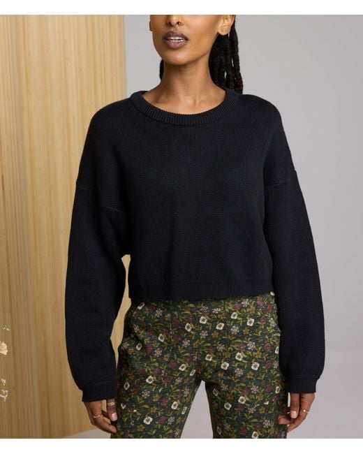 Known Supply Black Drop Shoulder Cropped Sweater