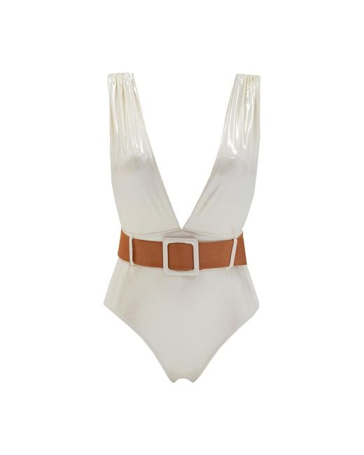 Aulala Paris White Starry Night One Piece Swimsuit With Belt