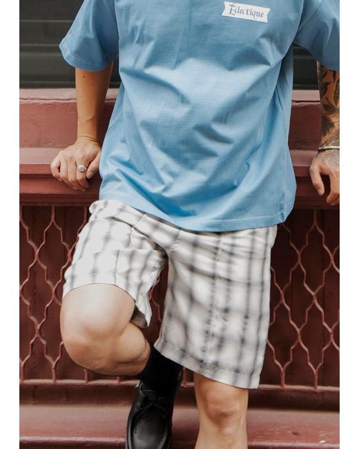 Éclectique Gray Tailored Monotone Plaid Shorts for men