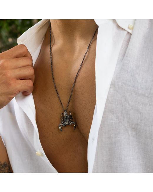 Ebru Jewelry Metallic Scorpion Guardian Sterling Necklace for men