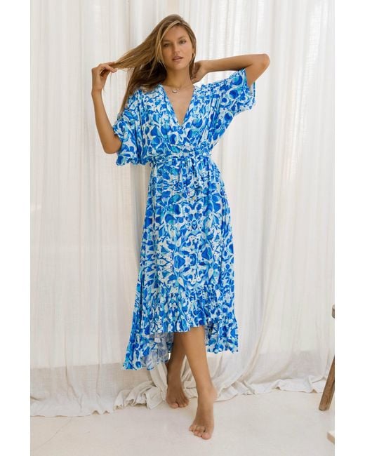 Sophia Alexia Blue Greek Goddess Mozambique Midaxi Dress