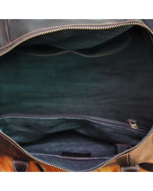 Touri Brown Leather Weekend Bag With Suit Compartment for men