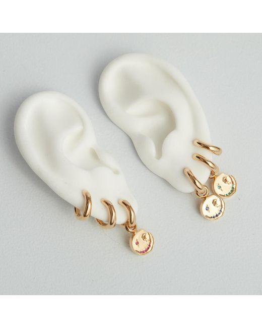 Kasun Metallic Smile Hoop Earrings – March – Aquamarine – Plated
