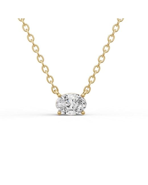 SEREIA OFFICIAL Metallic 14K 0.25 Ct Lab Grown Oval Shape Diamond Pendant