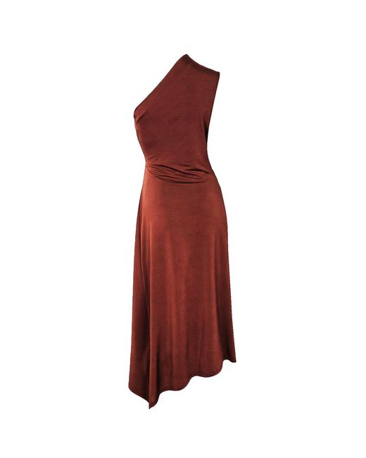 Me & Thee Red Prank Caller Henna One Shoulder Dress