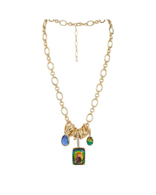 Saachi Metallic Jewel Charm Link Multi Necklace