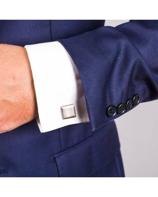 Edge Only White Bevelled Square Cufflinks Sterling for men