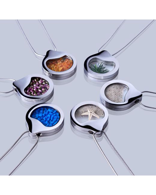 My Little Nature Blue Designer Handcrafted Statement Necklace With Volcanic Sand Nature-Inspired Stainless Steel Jewelry, Unique Gift For Her