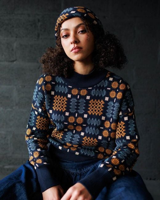 Mabli Blue Carthen Neat Cotton Pullover