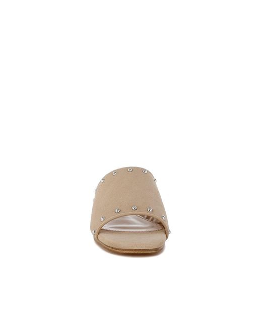 Rag & Co Natural Neutrals Odalia Soft Suede Leather Studded Flats