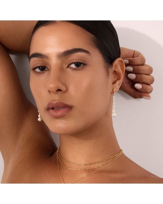 Vanhi Metallic Knot Multi Pearl Drop Earrings