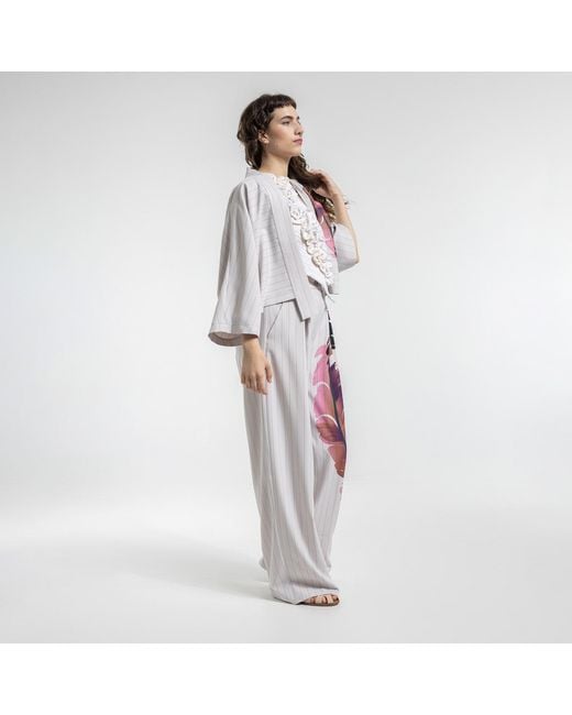 ARTISTA White Neutrals Touch Line Wide Leg Pants