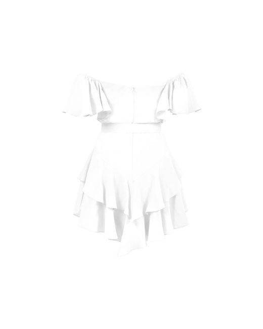 ALINA CERNĂTESCU White Samba Mini Linen Ruffle Cocktail Dress