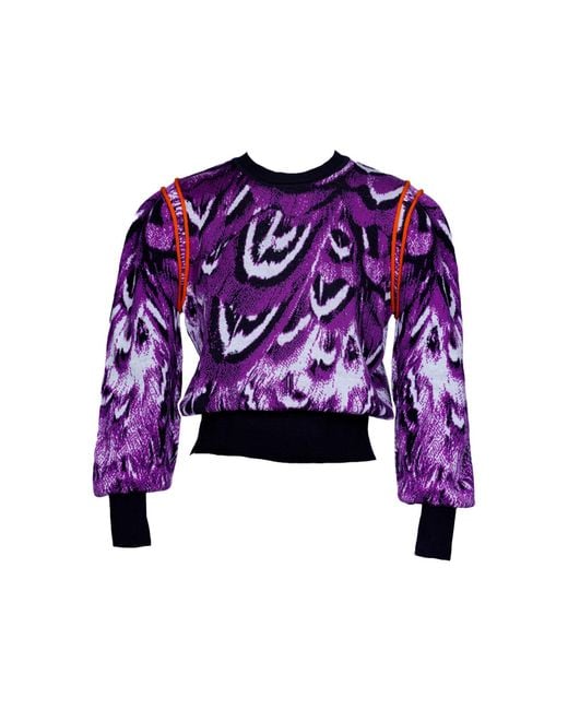 Essien & Emre Purple Levia Merino Wool Knitted Pattern Jumper