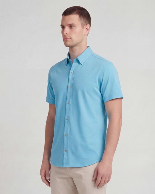 Lords of Harlech Blue Todd Knit Shirt for men