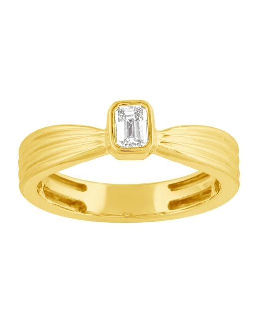 Artisan Metallic 14K Emerald Cut Diamond Bezel Ring