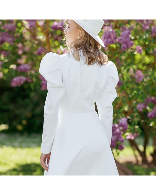 RainSisters White Coat With Balloon-Styled Sleeves: Majestic