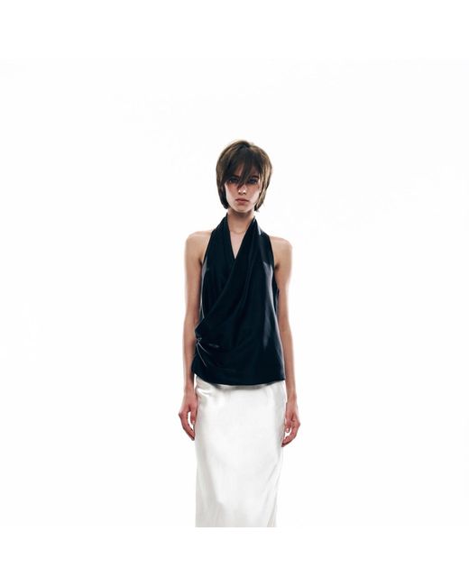 Serotoninn Black Draped Halterneck Top