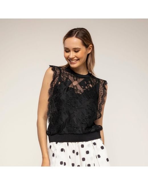 Tantra Spain Sl Black Sheer Lace Top With An Elastic Waistband