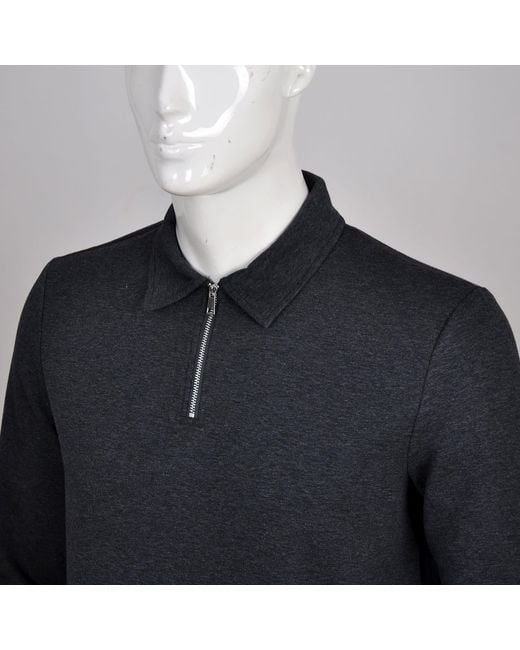 DAVID WEJ Blue Enzo Cotton Zip Polo for men