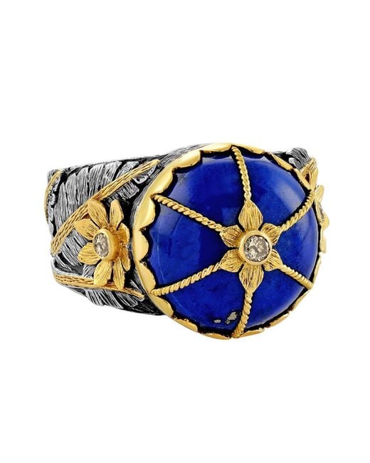 Emma Chapman Jewels Blue Lapis Lazuli Diamond Cocktail Ring