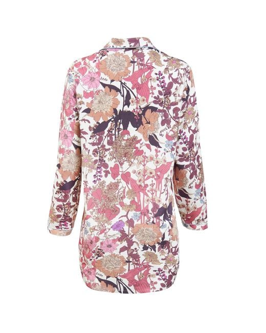 Fable England Pink Deco Blooms Viscose Night Shirt