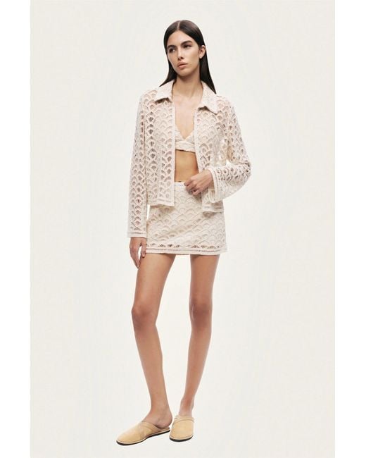 Nocturne Natural High-Waisted Lace Mini Skirt