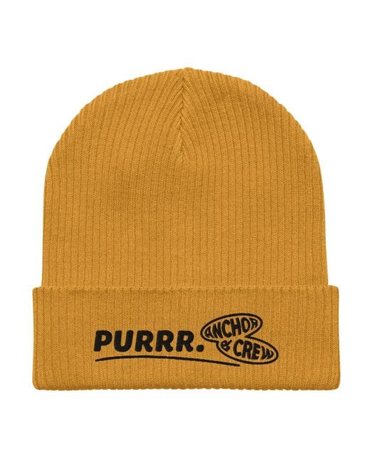 Anchor and Crew Yellow Mustard Purrr Gen. Organic Cotton Embroidered Beanie