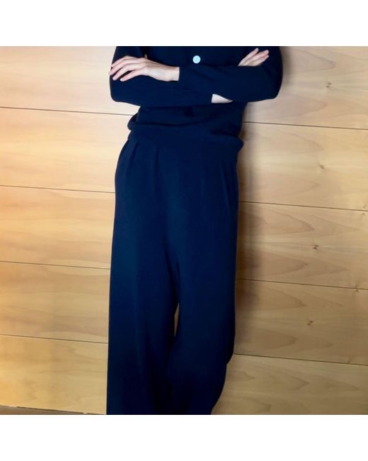 Bel Cashmere Blue Erin Cashmere And Wool Pants