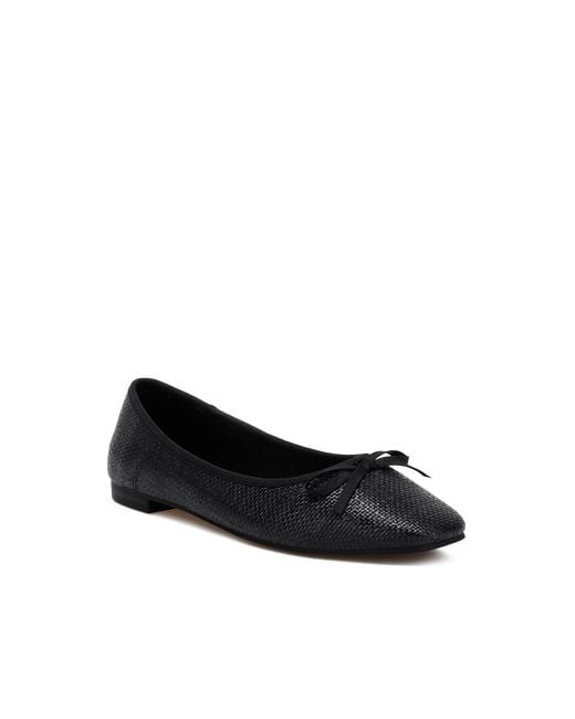 Rag & Co Black Paper Rings Raffia Ballet Flats