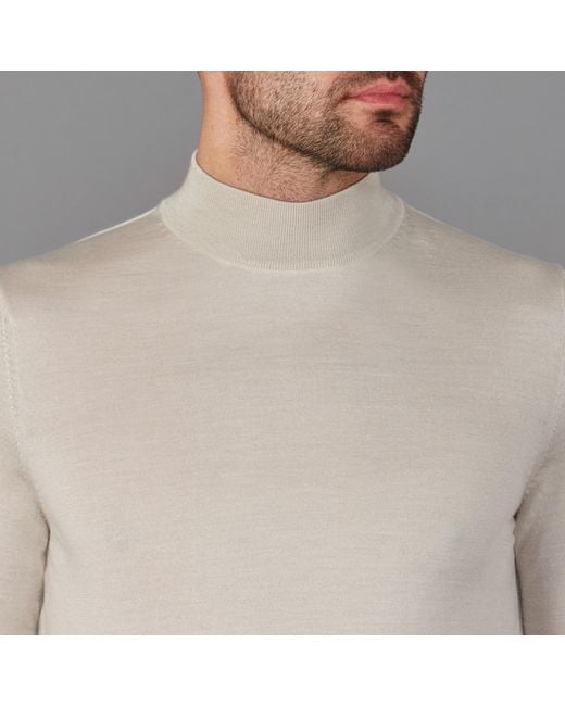 Paul James Knitwear Gray Neutrals Superfine Riccardo Merino Silk Mock Turtle Neck Jumper for men