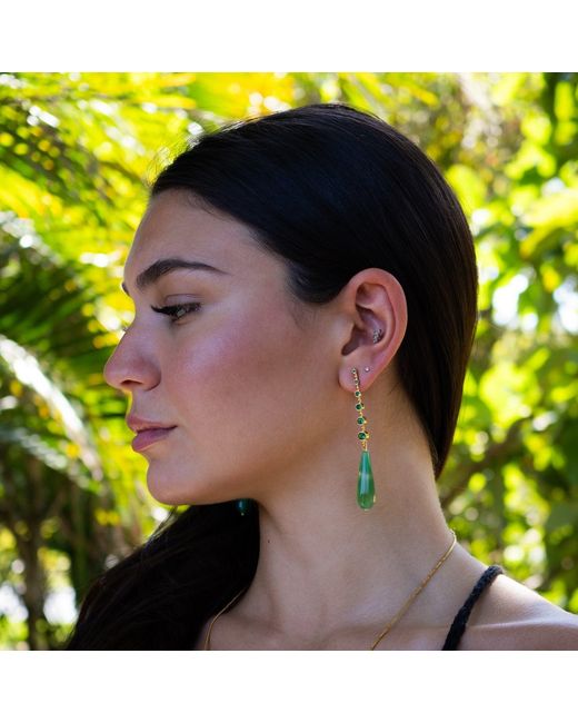 Ebru Jewelry Green Mystic Energy Jade Teardrop Earrings