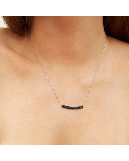 Spero London Blue Sterling Concave Bar Necklace