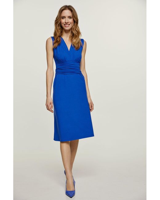 Conquista Blue Royal Jersey Empire Line Dress