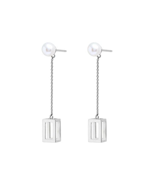 Sheida Farrokhi White Rectangle Drop Earrings