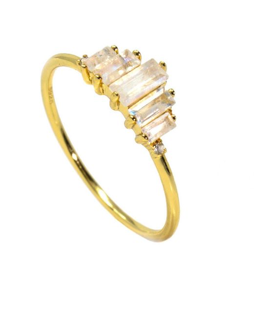 NASI SILVER Metallic Aaliyah Baguette Ring- Moonstone