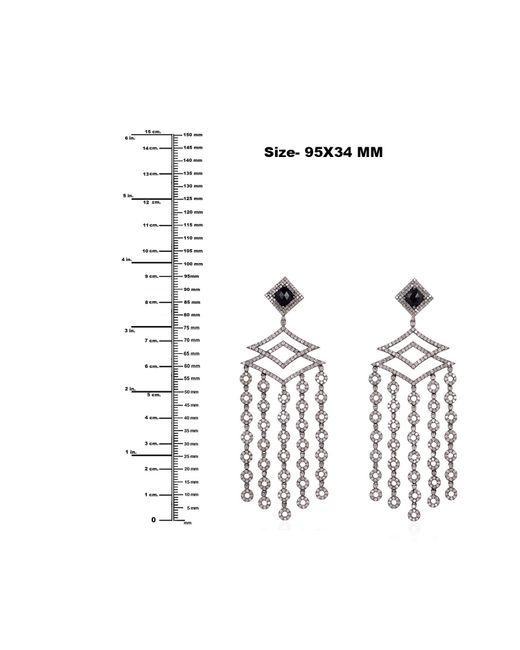 Artisan Metallic Diamond Black Onyx 18k Gold Sterling Silver Chandelier Earrings Jewelry