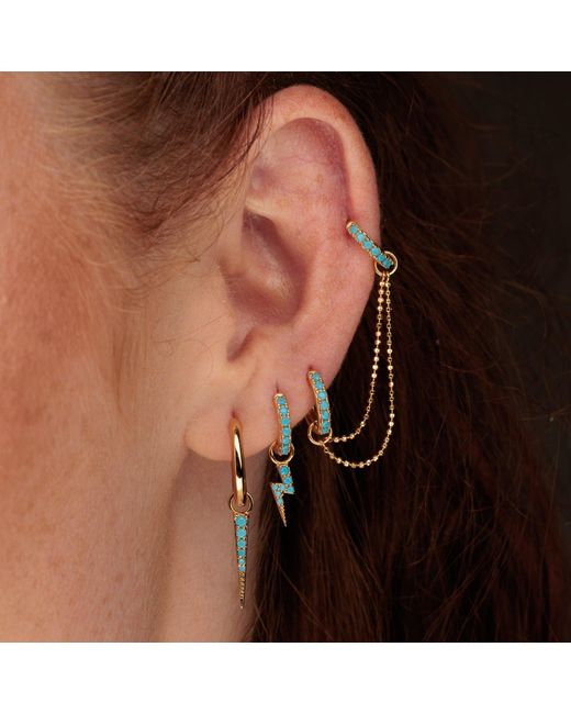 Scream Pretty Metallic Lightning Bolt Charm Hoop Earrings