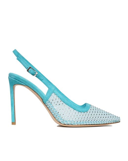Ginissima Blue Iana Suede-Mesh Shoes With Sparkly Details, Aqua