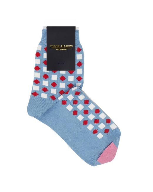 Peper Harow - Made in England Blue Diamonds Socks
