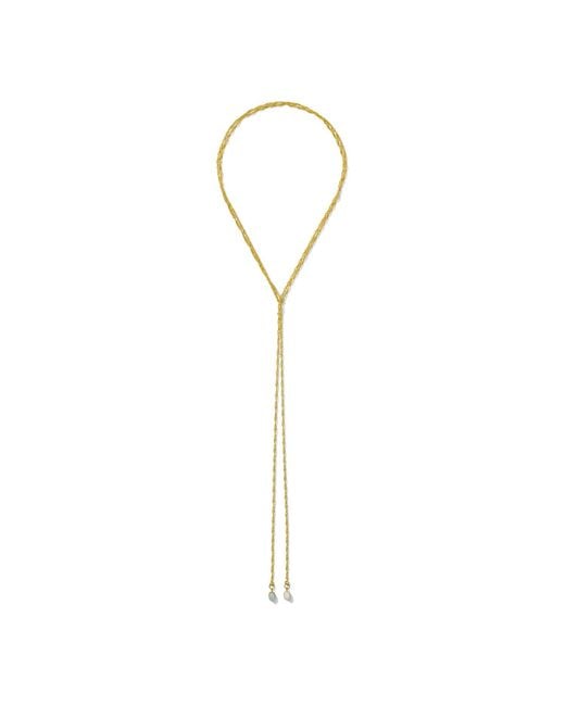 Alexie of Athens Metallic Fira Rose Quartz & Averturine Stone Tie Lariat