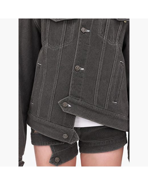 Gao Republic Gray Jacket Hooded Asymmetric Panelled Denim