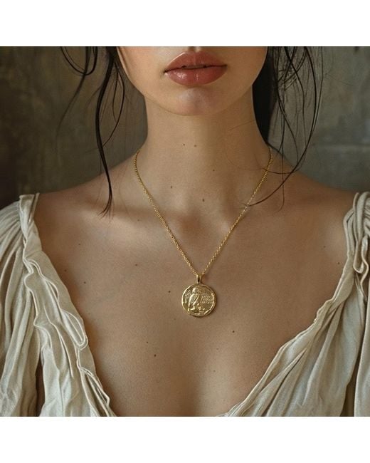 Ormiro Metallic Athena's Owl Greek Coin Vermeil Necklace