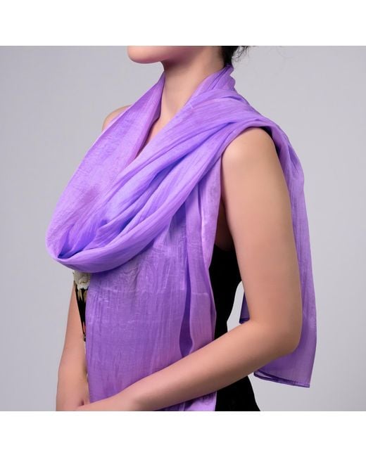Silk and Bears Purple Silk Scarf – Hand-Dyed Mulberry Silk Evening Shawl, Wedding Guest Wrap