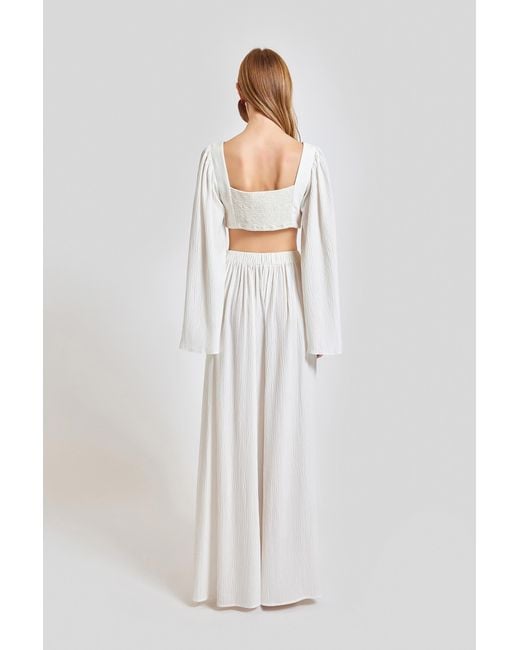 Lilamie White Amalfi Relaxed Fit Oval Neck Summer Crop Top