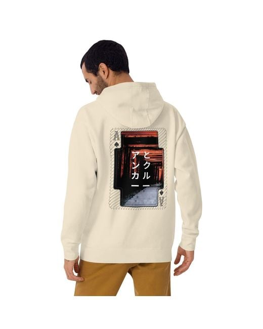Anchor and Crew White Neutrals Bone Four Japan Gurafiku Cotton Blend Hoodie for men
