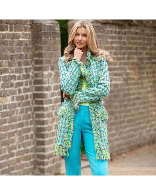 Beatrice von Tresckow Green Aqualime Fringed Lacy Coat