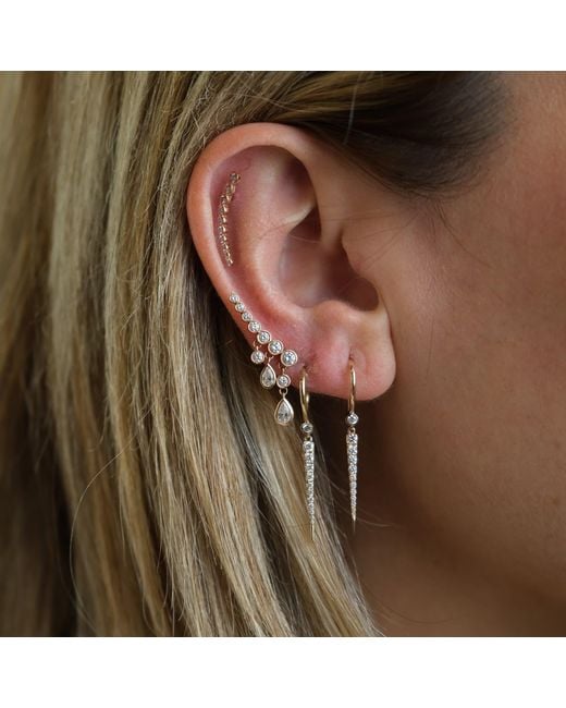 Ecce | Artisan Diamonds White 14K Solid Small Rod Diamond Earring